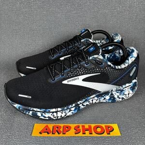 🔴 Brooks Ghost 14 Men`s Size 9.5 Black White Athletic Running Shoes 1103691D062